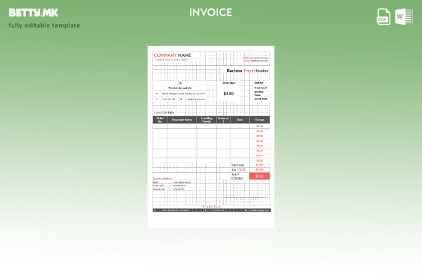 Шаблон за фактура за деловно патување во модерен стил
